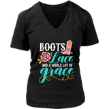 Boots, Lace and a Whole Lot of Grace Women's V-Neck T-Shirt