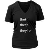 THEIR, THERE and THEY'RE Grammar Women's V-neck T-Shirt - J & S Graphics