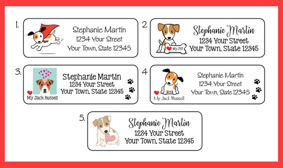 Personalized JACK RUSSELL TERRIER Return Address Labels, I Love my JRT, Dog Labels - J & S Graphics