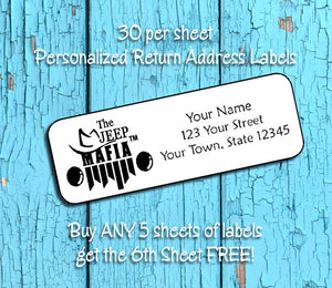 Personalized JEEP MAFIA Return Address Labels, Jeep Mafia Club Members - J & S Graphics