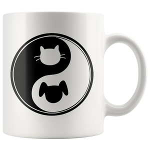 CAT DOG YIN YANG 11oz COFFEE MUG, Peace - J & S Graphics