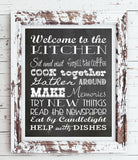 KITCHEN RULES 8x10 Typography Art Print, Rustic Look Faux Chalkboard - J & S Graphics