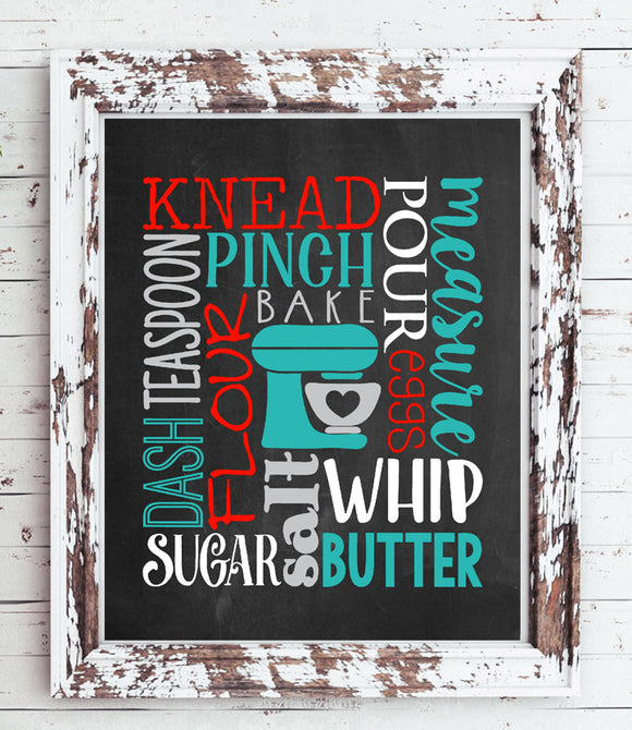 Kitchen Typography Chalkboard-like Design Wall Decor, Instant Download - J & S Graphics