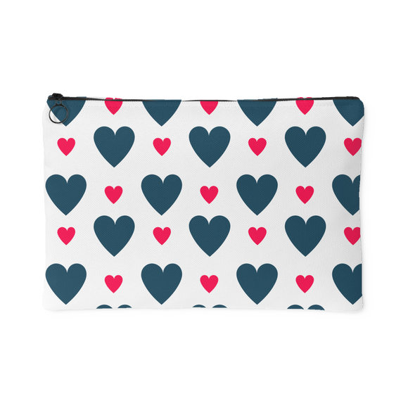 Blue and Pink Hearts Accessory Pouch - 2 Sizes to choose from - J & S Graphics