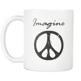 IMAGINE PEACE 11oz White Ceramic Coffee Mug 5 Color Choices - J & S Graphics