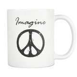 IMAGINE PEACE 11oz White Ceramic Coffee Mug 5 Color Choices - J & S Graphics