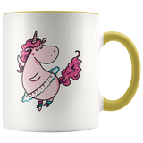 Pink Unicorn in Ballet Tutu Color Accent 11oz Coffee Mug