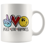 PEACE, LOVE, HAPPINESS Emoji 11oz or 15oz COFFEE MUG