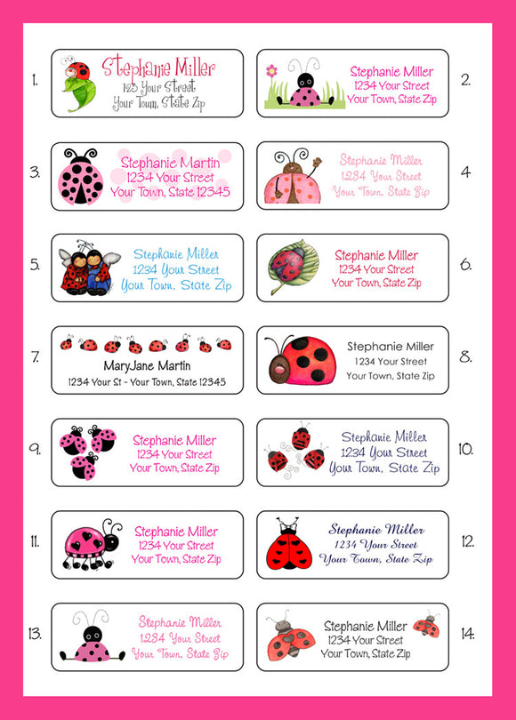 Personalized LADYBUG Return Address Labels - J & S Graphics