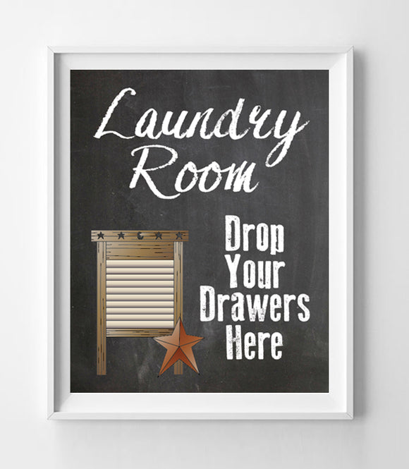 LAUNDRY ROOM Faux Chalkboard Design Wall Decor, Instant Download, Washboard, Cute Decor - J & S Graphics