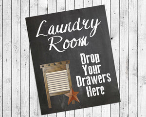 LAUNDRY ROOM Faux Chalkboard Design Wall Decor, Instant Download, Washboard, Cute Decor - J & S Graphics