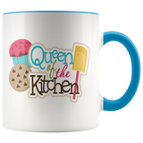 QUEEN OF THE KITCHEN 11oz Color Accent White Coffee Mug - J & S Graphics