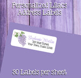 LILACS Address Labels and/or Matching Seals, Sets of 30, Personalized