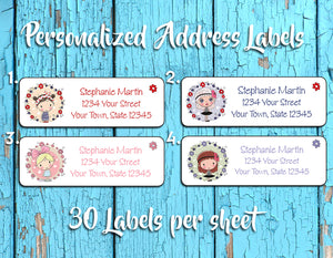 Personalized CUTE LITTLE GIRL Illustrations Return Address LABELS - J & S Graphics