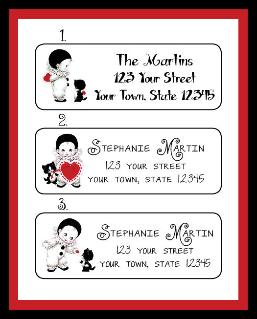 Personalized CUTE Little MIMES Address Labels, Return Address Labels. Kids, Children - J & S Graphics