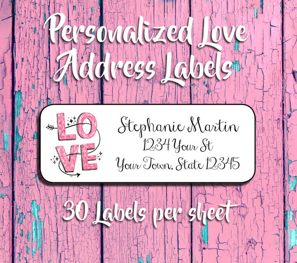 Personalized LOVE with Arrow Address Labels, Return Address Labels - J & S Graphics