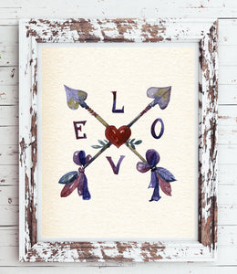 LOVE and ARROWS 8x10 Arrow Wall Art Poster PRINT - NO FRAME - J & S Graphics