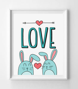 LOVE BUNNIES 8x10 Wall Art INSTANT DOWNLOAD - J & S Graphics