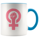 Feminist GIRL POWER Hand Color Accent COFFEE MUG - J & S Graphics