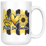 PEACE LOVE SUNSHINE Coffee Mug 11oz or 15oz