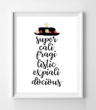 Supercalifragilisticexpialidocious Mary Poppins Digital Design Typography Art Print - J & S Graphics