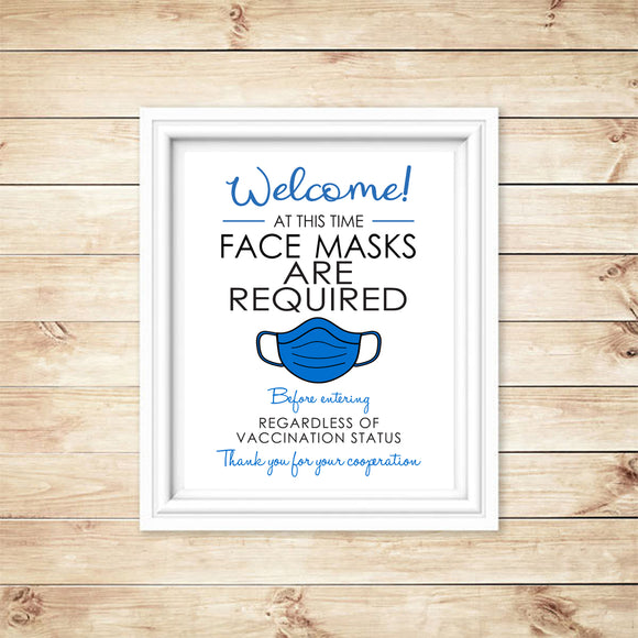 FACE MASKS REQUIRED Business Sign 8x10 Instant Download Sign, Color or B&W
