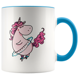 Pink Unicorn in Ballet Tutu Color Accent 11oz Coffee Mug