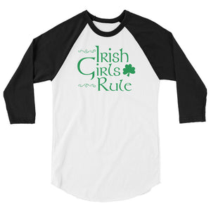 Irish Girls Rule 3/4 Sleeve Baseball Style Raglan Shirt - J & S Graphics