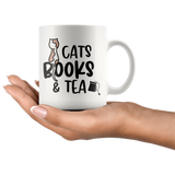 CATS, BOOKS and TEA Coffee Mug 11 oz or 15 oz