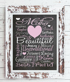 Mom, Mother Love Typography 8x10 Wall Art PRINT Gift - J & S Graphics