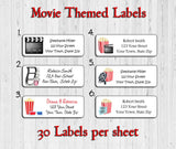 Personalized MOVIE Theme Address Labels, Family Return Address Labels - J & S Graphics
