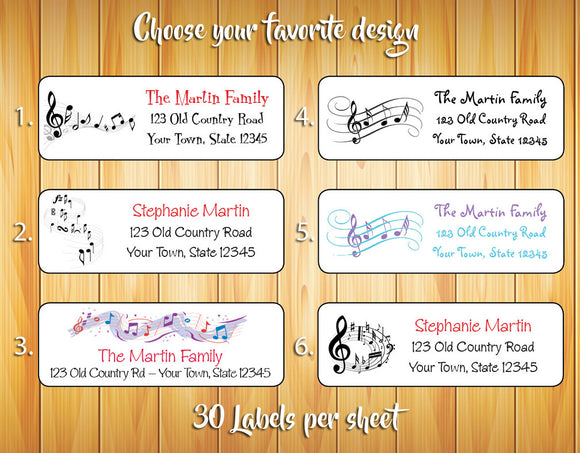 Personalized MUSIC Notes Address Labels - J & S Graphics