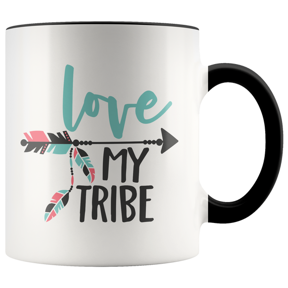 LOVE MY TRIBE 11oz Color Accent White Coffee Mug - J & S Graphics