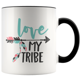 LOVE MY TRIBE 11oz Color Accent White Coffee Mug - J & S Graphics