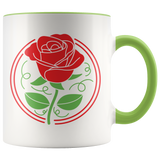 Red Rose Stencil Design - 11oz Accent Color Mug - J & S Graphics