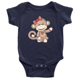 GIRL SOCK MONKEY Baby One Piece Snap Bodysuit - J & S Graphics