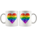 Watercolor Look RAINBOW HEART Design Coffee Mug, Pride, 11oz or 15oz