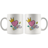 LOVE HEART with Princess Crown 11oz COFFEE MUG - J & S Graphics