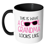 THIS IS WHAT A COOL GRANDMA LOOKS LIKE Color Accent Coffee Mug - J & S Graphics