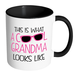 THIS IS WHAT A COOL GRANDMA LOOKS LIKE Color Accent Coffee Mug - J & S Graphics