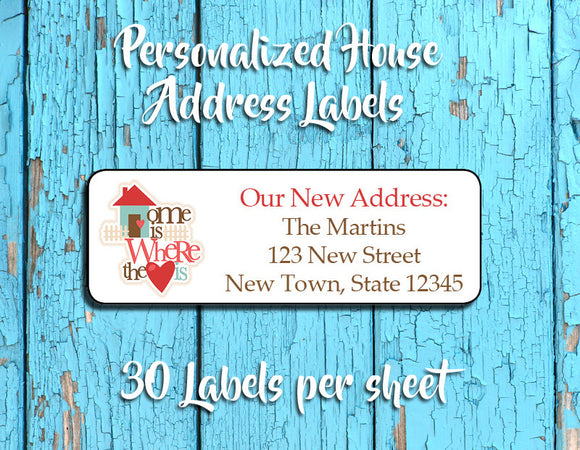 Personalized Home is Where the Heart is Return ADDRESS Labels - J & S Graphics