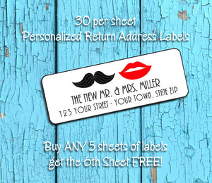 Personalized New Mr and Mrs, Newlyweds Return ADDRESS Labels - J & S Graphics