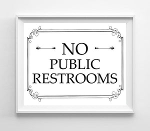 Printable 8x10 No Public Restroom Instant Download Sign for Business - J & S Graphics