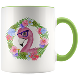 Tropical Flamingo with Glasses Accent Colors 11oz COFFEE MUG