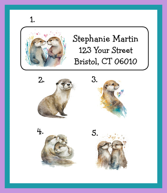 Personalized SEA OTTERS Labels, Property of, ADDRESS Labels, Otter