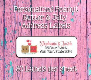 Personalized Peanut Butter & Jelly Love Address Labels, Return Address Labels, PB&J - J & S Graphics