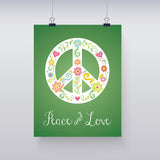 Hearts and Flowers PEACE and LOVE SIGN 8x10 Wall Art INSTANT DOWNLOAD - J & S Graphics