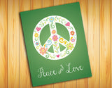 Hearts and Flowers PEACE and LOVE SIGN 8x10 Wall Art INSTANT DOWNLOAD - J & S Graphics