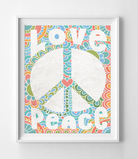 LOVE and PEACE SIGN 8x10 Wall Art INSTANT DOWNLOAD - J & S Graphics