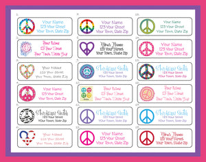 Personalized PEACE SIGN Return ADDRESS Labels, sets of 30, Book Labels - J & S Graphics